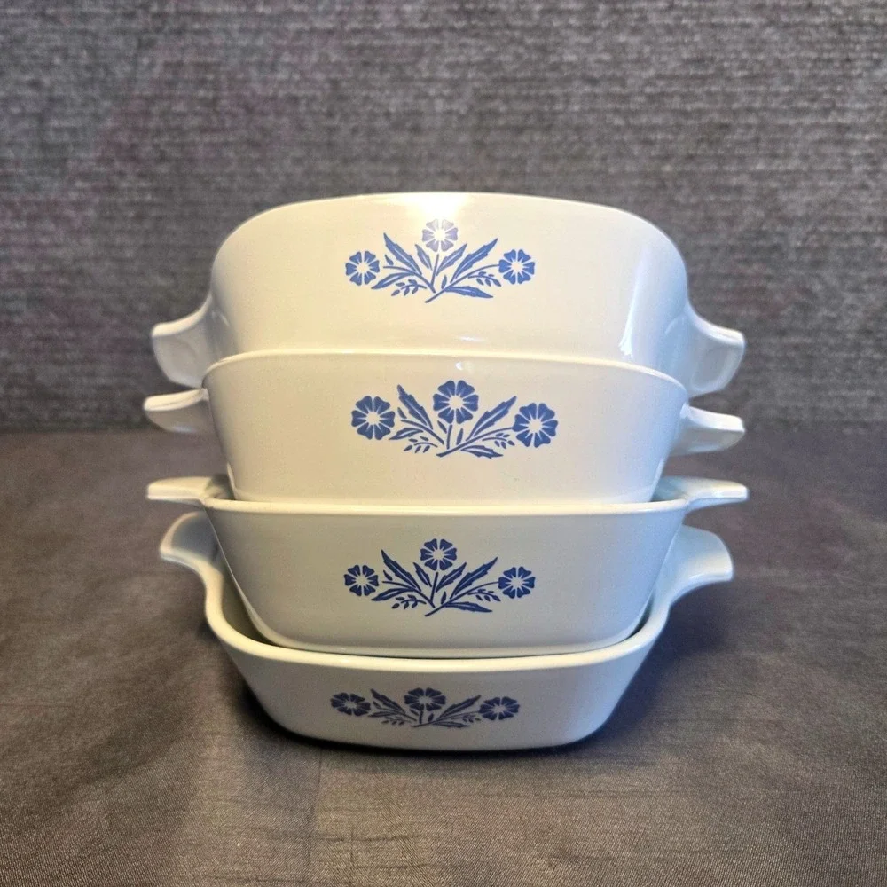 Vintage‎ Corning Ware Blue Cornflower P-41 Petite Pan Set 4 USA Baking Dish